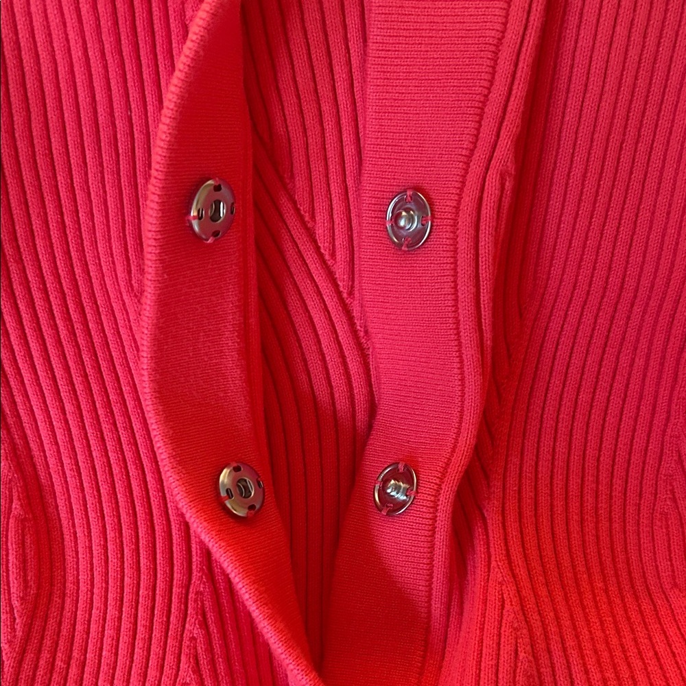 CAbi Vibrant Red Ribbed Cardigan - Picture 3 of 5